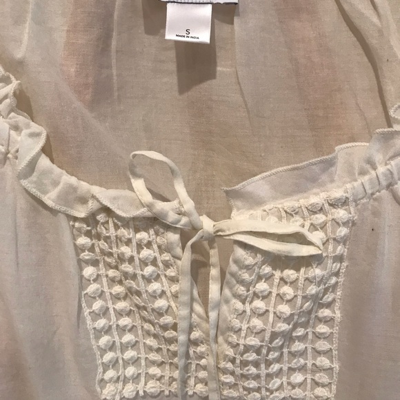 NWOT LOFT white peasant cinch blouse - Picture 3 of 4